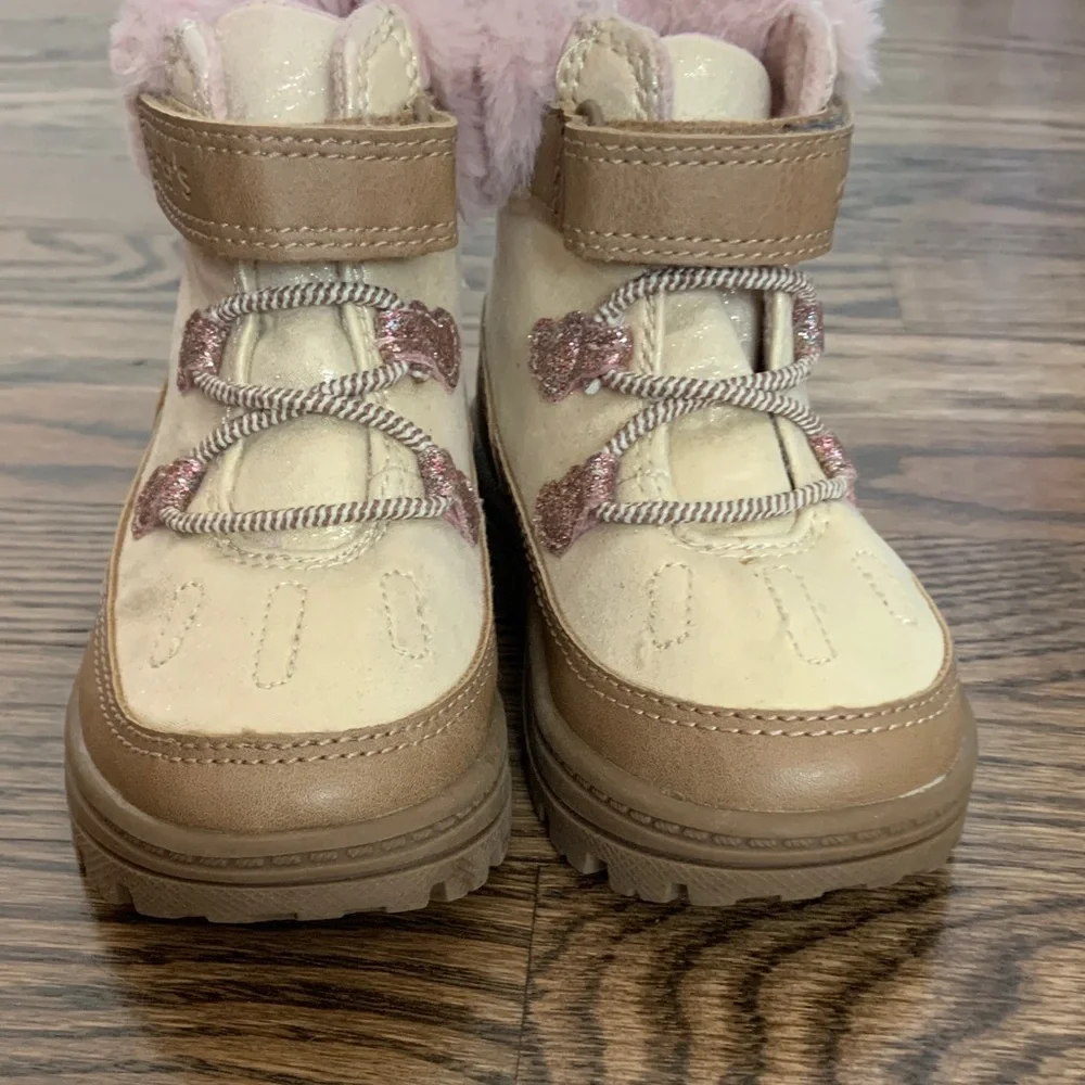 Carter's Pink and Tan Kids Faux-Fur Winter Boots